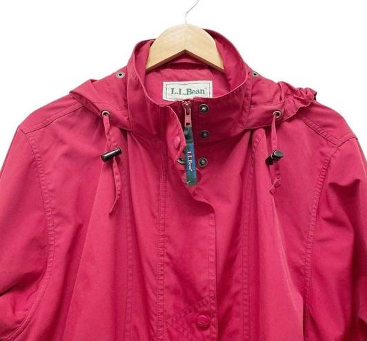 L.L.Bean  Hooded Raincoat Red Lightweight Spring Coat Jacket Size LP Large Petite