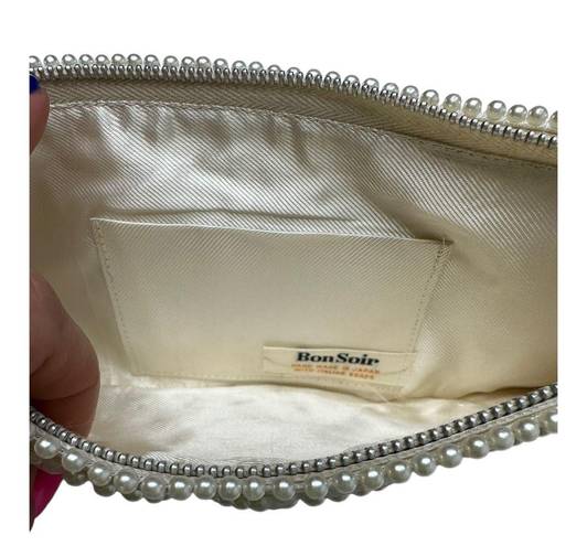 Vintage White Pearl Beaded Bon Soir Clutch Purse