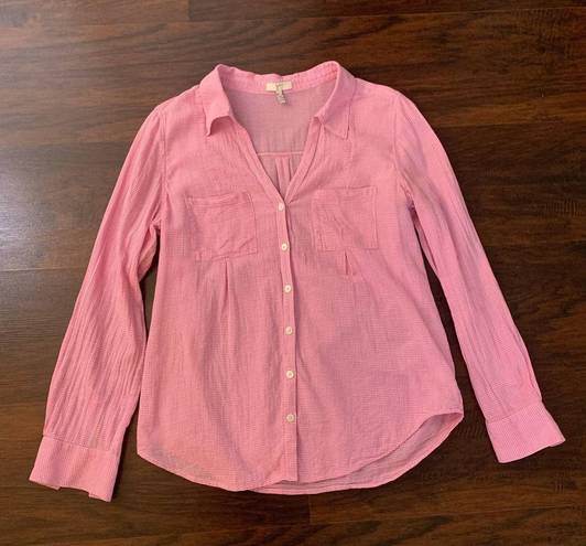 Joie  pink & white gingham button down shirt size S