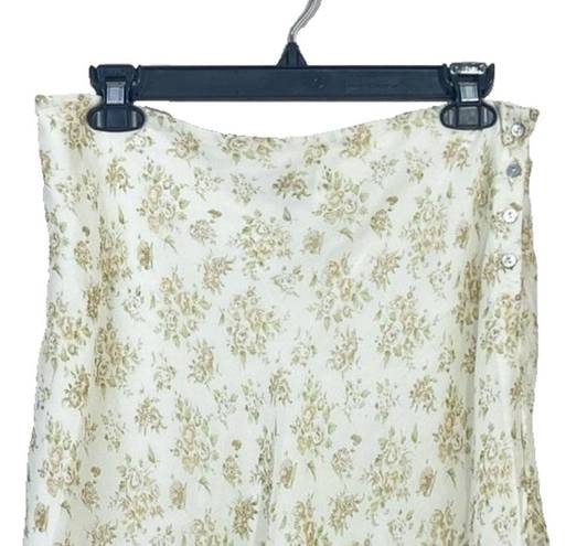 White House | Black Market  Floral Cream Skirt 100% Silk Lightweight Sz 10 Lined