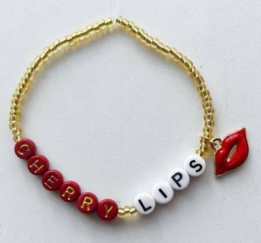 Taylor Swift  Friendship Bracelet Eras Tour Cherry Lips Blank Space 1989 w/ Charm