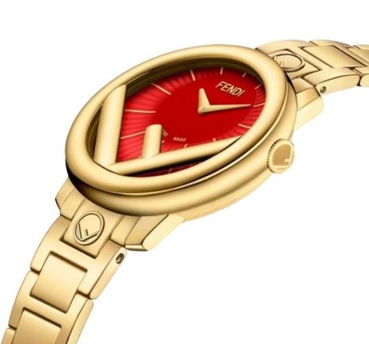 Fendi  Timepiece Run Away Red Dial Watch 28mm Gold Logo Unisex