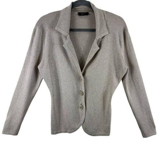 Cyrus  Tan Collared Long Sleeve Tight Knit Button Up Cardigan Sweater Size M