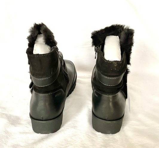 Jambu  Black Waterproof Boots Side Zip Booties Indiana Sz 10 Faux Fur Trim New