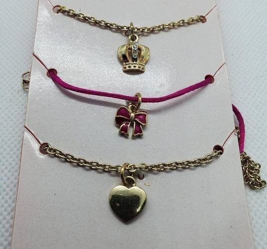 Total Girl  Set of Three Gold & Pink Necklaces