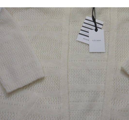 Sézane NWT Sezane Firmin in Ecru Mohair Fancy Knit Open Cardigan Sweater M