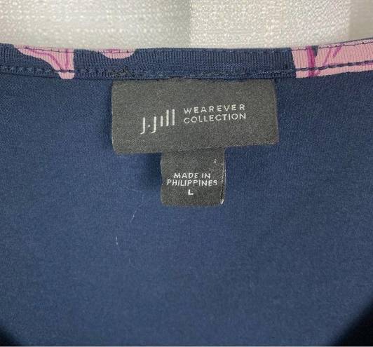 J.Jill  Blue&Pink Floral Pocket Front Shift Dress Sz.L