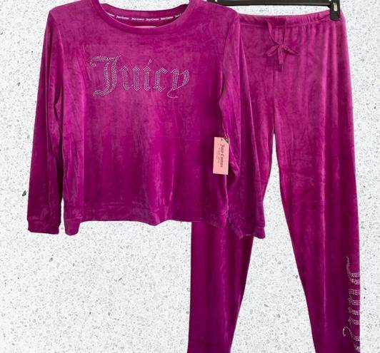 Juicy Couture  Velour Embellished Logo Jogger Pajama Set Size XL- Casual Luxury