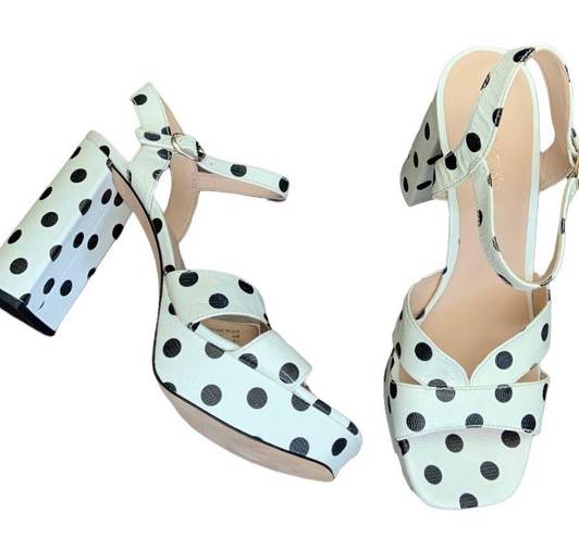 Kate Spade Delight Black White Polka Dot Platform Block Heels