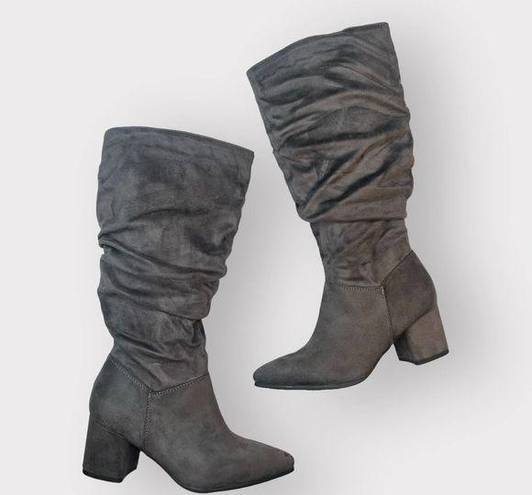 Seven Dials 7Dials Norbury Tall Slouch Boots Suedette NEW 6.5 Grey Gray Heeled Shoes Vegan