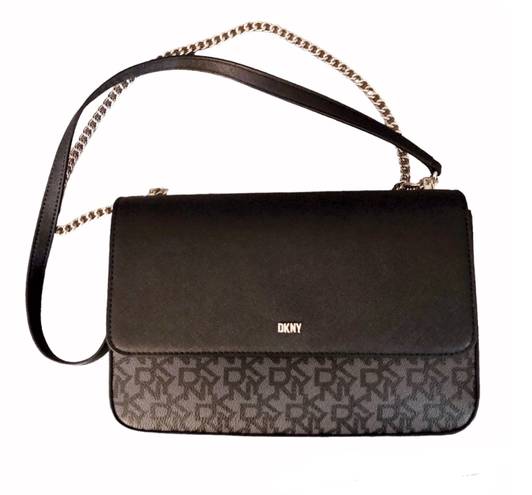 DKNY Sina Black & Gray Flap Shoulder Bag