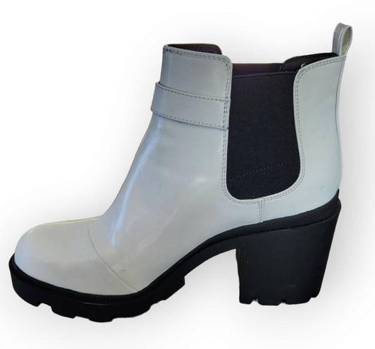 mix no. 6  Videl Shiny White Chunky Heel Chelsea Boots 9