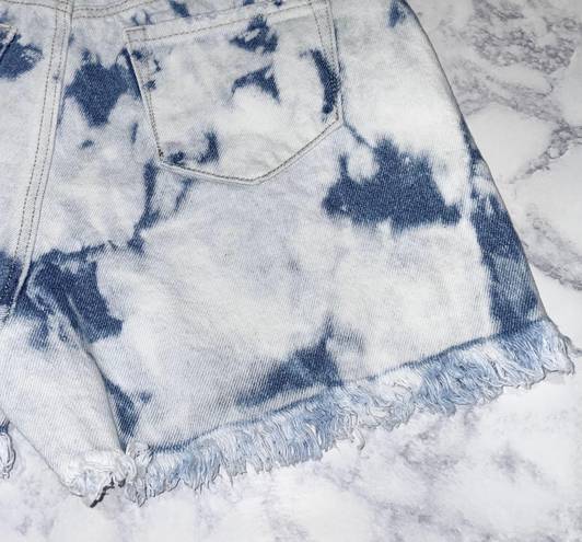 BP New  Ripped Cutoffs High Rise Shorts Non-Stretch Denim Blue Bleach Wash