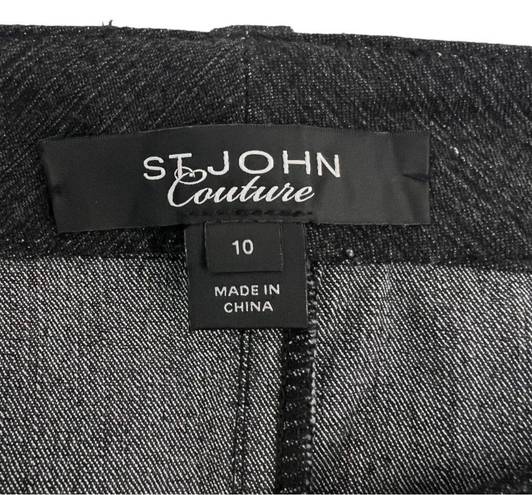 St. John  COUTURE Straight Leg Embellished Jeans in Black Women’s Size 10