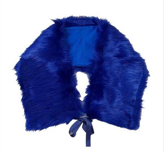NWT NY& New York & Company Faux Fur Stole Wrap Shawl Blue