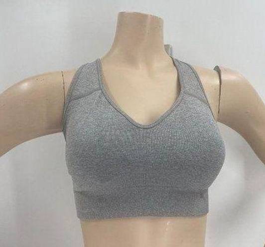 Puma ""HEATHER GRAY CROP TOP SPORTS BRA WIRELESS PADDED BUST TANK SZ: M