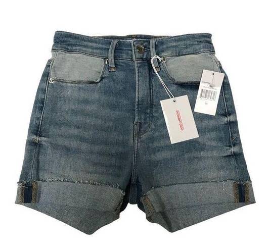 Good American  The Cut Offs  stretch denim shorts 00/24