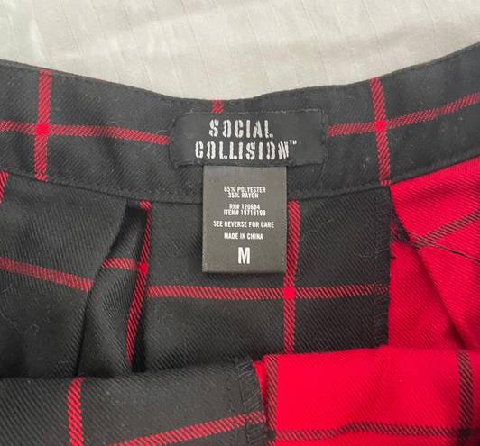 Social Collision Pleated Plaid Skirt