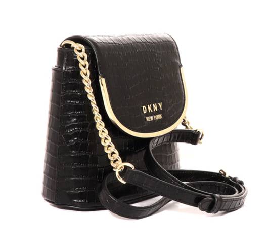 DKNY Croc-Embssed Leather Flap Bucket