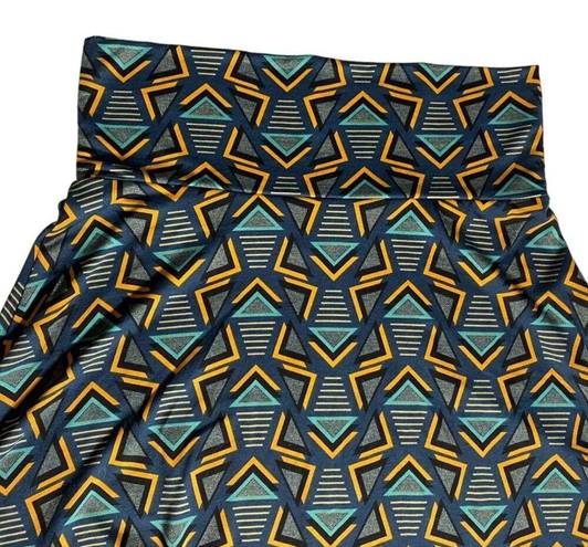 LuLaRoe  Azure Skirt Aqua Yellow Geo Print SZ L