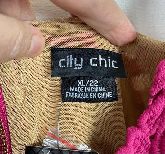 City Chic  Shocking Pink So Fancy Crochet Lace Dress Sz.XL(22) NWT