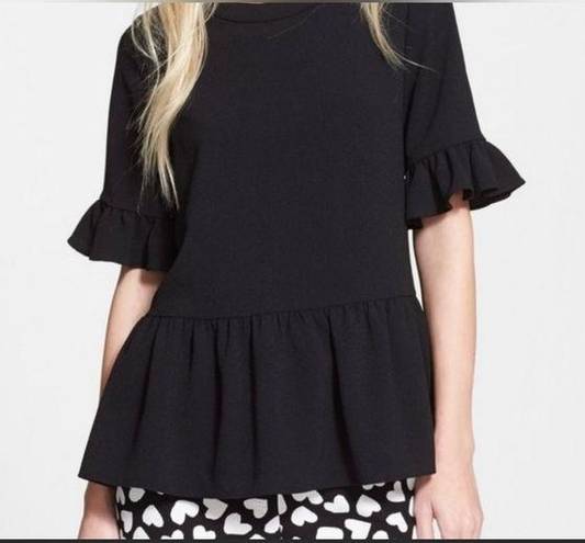 Kate Spade  Linda Black Ruffle Peplum Top