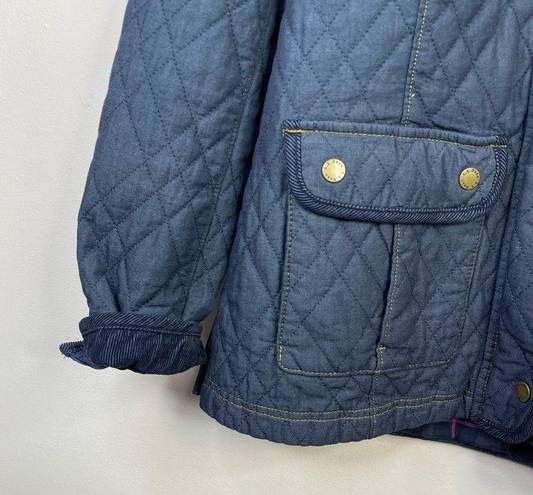 L.L.Bean  Quilted Chambray Equestrian Riding Field Jacket Barn Blue Womens S