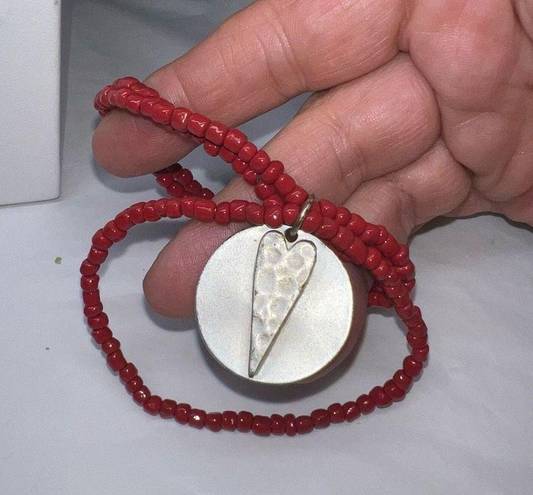 The Row Triple Red Beaded Stretch Love Charm Bracelet