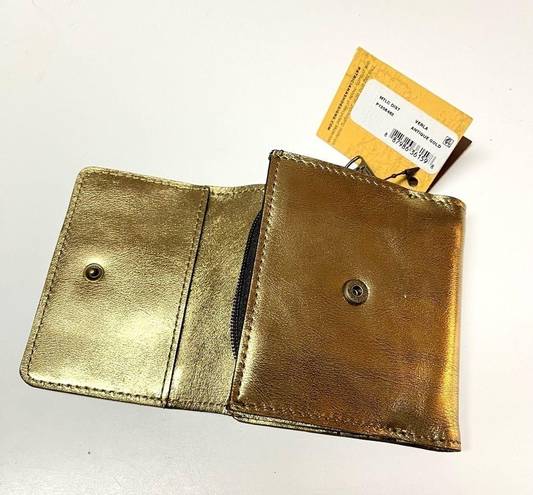 Patricia Nash Verla Gold Vintage Leather Trifold Wallet with RFID Protection