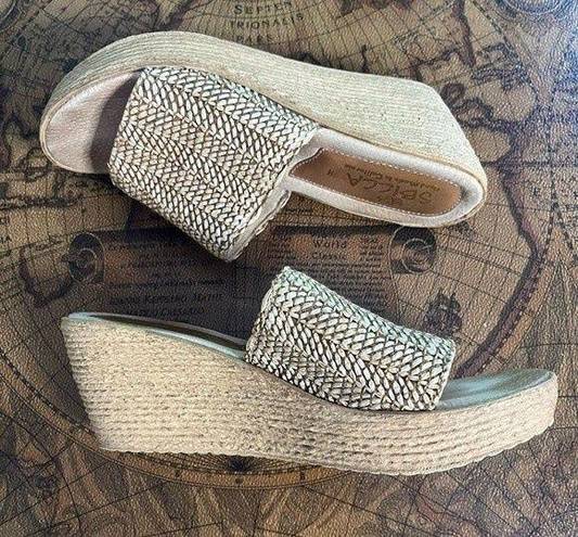 sbicca  Womens Ballona Natural Beige Jute Slip On Platform Wedge Sandal sz 9M Y2K