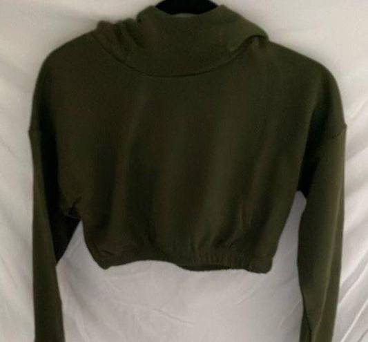 Naked Wardrobe : Olive Green Athleisure Cropped hooded sweatshirt- size XS