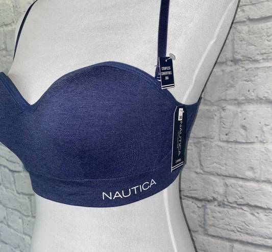 Nautica intimates women 36B brand new padded adjustable removable strap bra navy blue