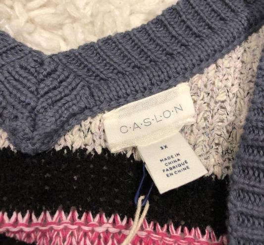 Caslon  Crewneck Marl Stripe Colorblock Textured Sweater 3X