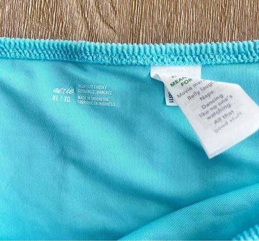 Aerie  Crinkle High Cut Cheeky Bikini Bottom in Brilliant Blue XL NWT