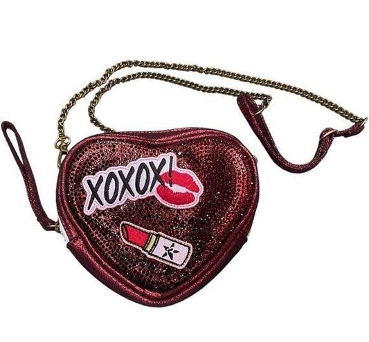 Rebel Athletics  Crystal Heart with Patches Crossbody Red