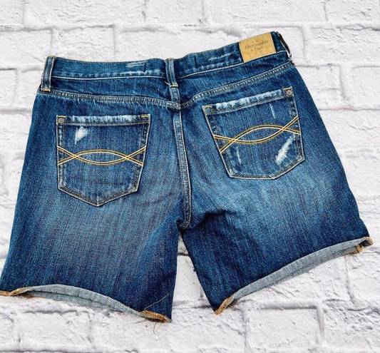 Bermuda Abercrombie &‎ Fitch Short Womens 2/26 Blue Cotton Distressed Denim 