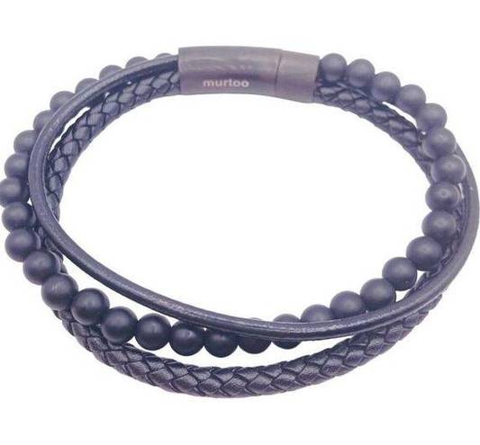 Onyx New Unisex Black  multi strand wrap bracelet