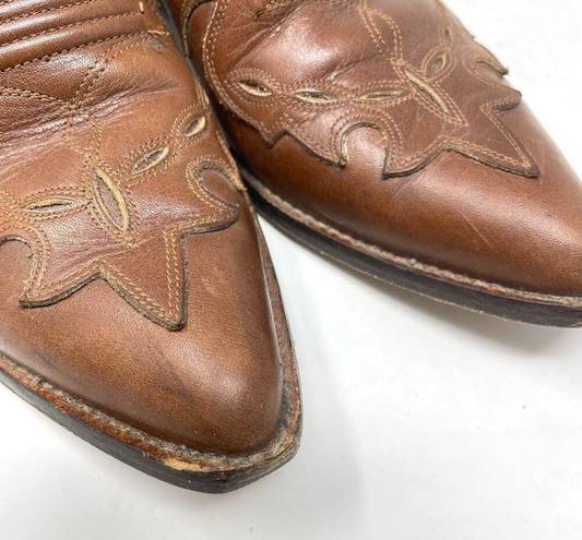 Guess Vintage  Brown Leather Western Cowboy Pointy Toe Booties Boots womens 9