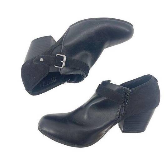 American Eagle  Womens Ankle Boots 2.5" Block Heels Zipper Buckle Suede Black 9M