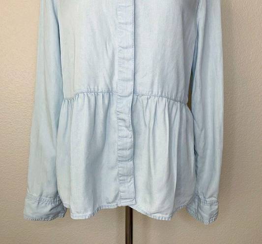 Caslon  100% Lyocell Chambray Bleach Button Down Peplum Top