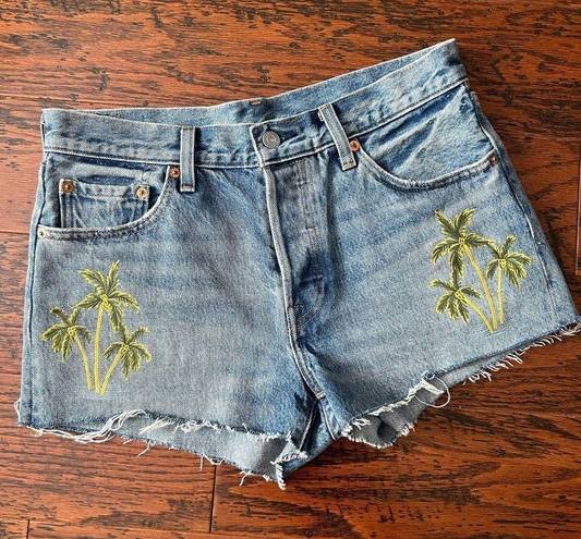 Levi’s Levi's 501 Palm Painted Cutoff Denim Shorts Size 28