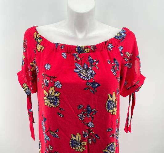 Sequin Hearts Women’s Red Floral Off The Shoulder Tie Sleeve Summer Dress XL