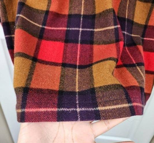 Rafaella  Shacket Wool Blend Plaid Jacket Button Front Flannel Shirt Pockets Sz M