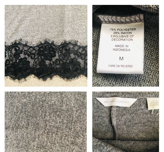 New York & Co. Gray with Black Lace Sweater