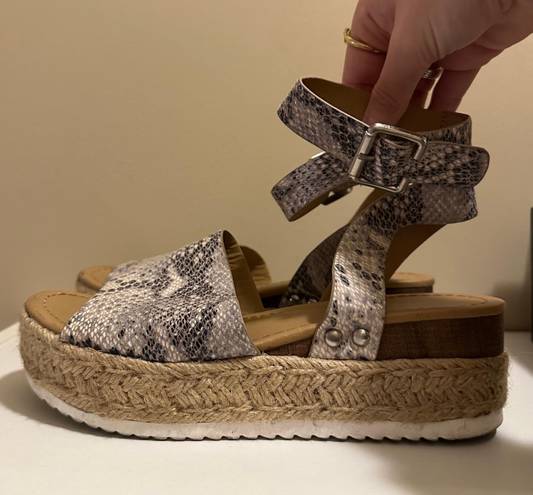 Soda Snakeskin Platform Heels