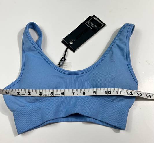 Bo and Tee  Baby Blue Ribbed Lightly Padded Athleisure Sports Bra NWT New XS Gym