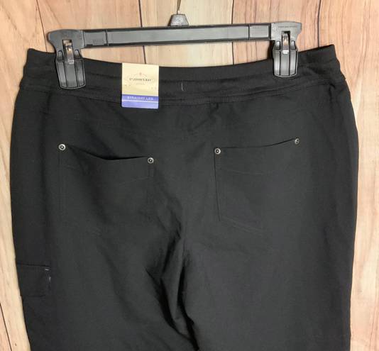 St. John’s Bay New w Tag St Johns Bay Black Active Pants w Bungee Cord Bottom Lg