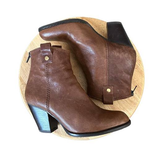 Stuart Weitzman  for Russell Bromley Hipgal Leather Zip Brown Booties Size 5