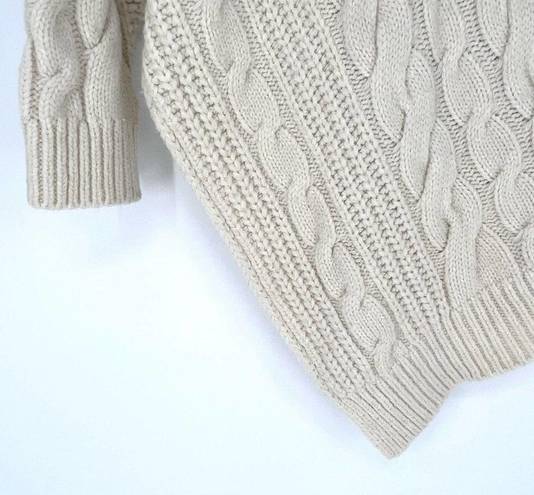 Listicle  Cozy Cable Knit Turtleneck Sweater Pointed Hem Cream S/M