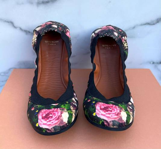 Givenchy rose floral-print camouflage elasticated ballet flats size 36.5 US 6